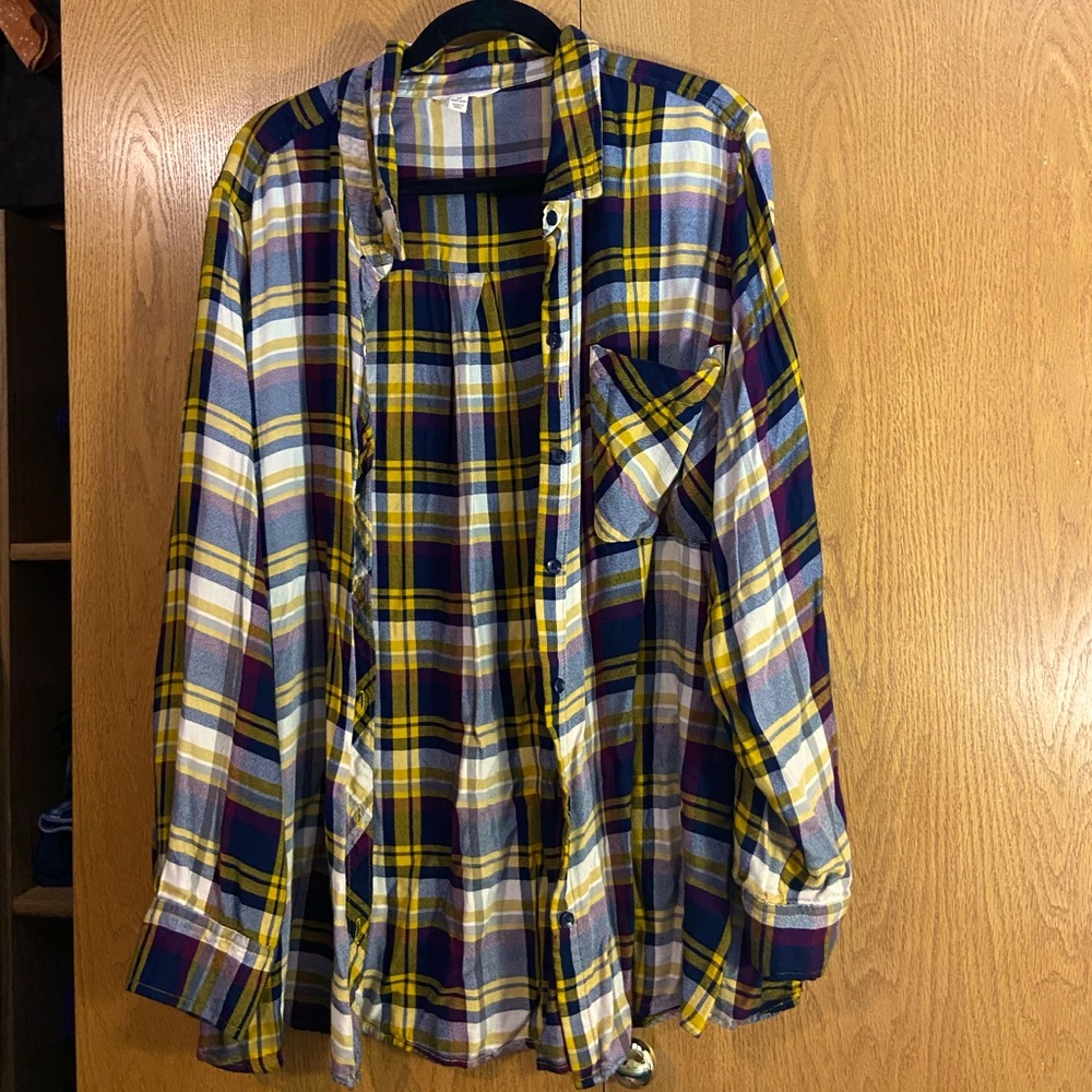 4x Teras Sky Button Down Plaid Flannel